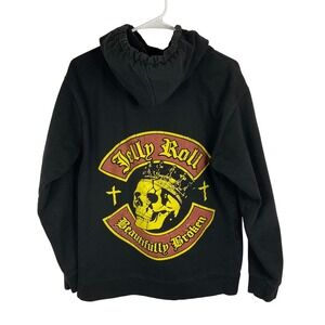 Jelly Roll Beautifully Broken Black Hoodie Skull Graphic Tour Sweatshirt Medium